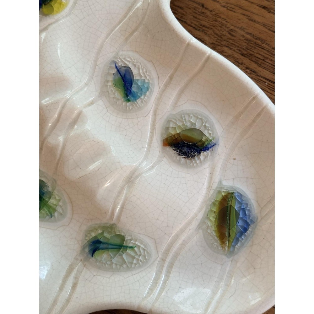 Vintage Jacouin USA Freeform Ceramic Catchall Ashtray MCM Crackle Glaze - Picture 3 of 8